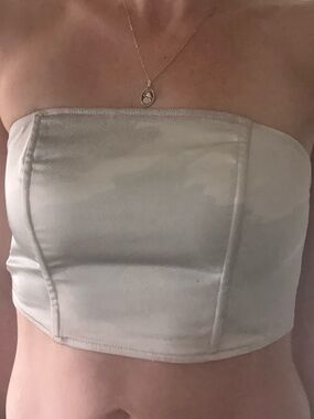 NWOT PacSun The Met Silver/ abstract Satin Corset Style Tube Top Size Small